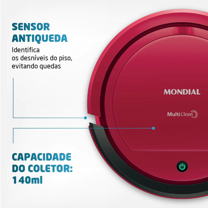 ASPIRADOR DE PÓ ROBÔ Multi Clean Mondial RB-09 Bivolt 30w