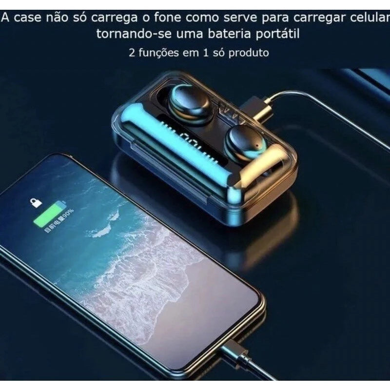 FONE DE OUVIDO M10 SEM FIO Com Pod Carregador Power Bank